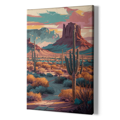 Tucson Cactus Landscape - Canvas Print Art Sides