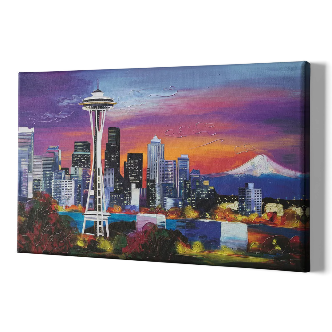 Seattle Space Needle View - Canvas Print Art Sides