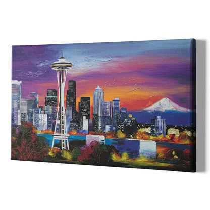 Seattle Space Needle View - Canvas Print Art Sides