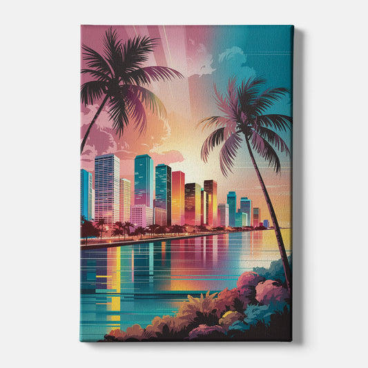 Miami Sunset Boulevard - Canvas Wall Art