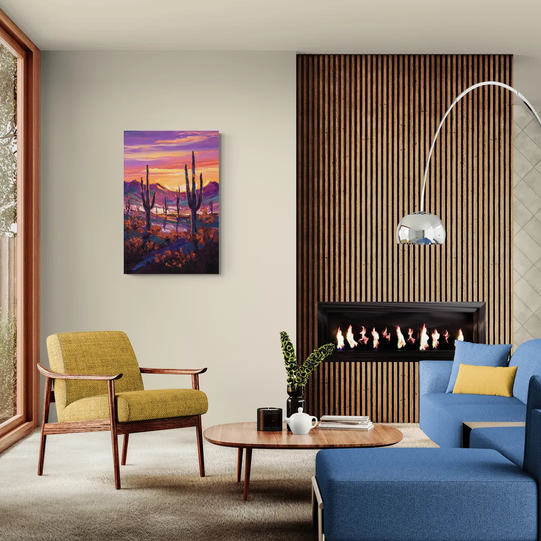Tucson Saguaro Silhouettes - Canvas Wall Art Living Room