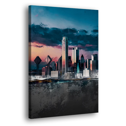 Dallas Cityscape Panorama - Canvas Print Art Sides