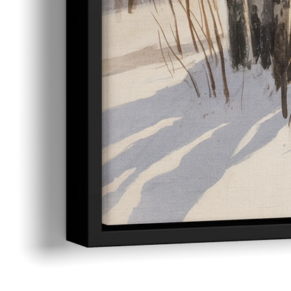 Montreal Winter Charm - Close-Up Black Frame Canvas