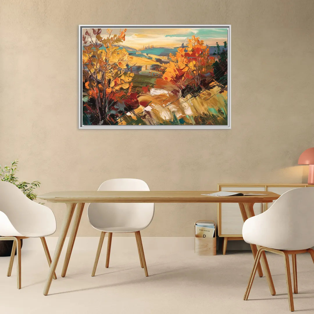 Spokane Autumn Colors - Living Room White Frame Canvas