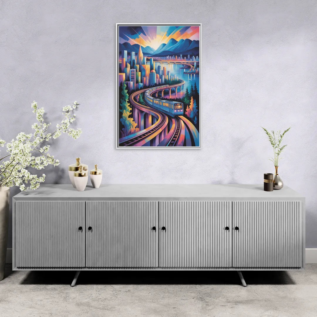 Vancouver SkyTrain - Living Room White Frame Canvas