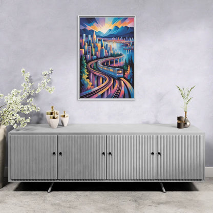 Vancouver SkyTrain - Living Room White Frame Canvas