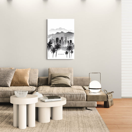 Los Angeles Black and White Cityscape - Canvas Wall Art Living Room