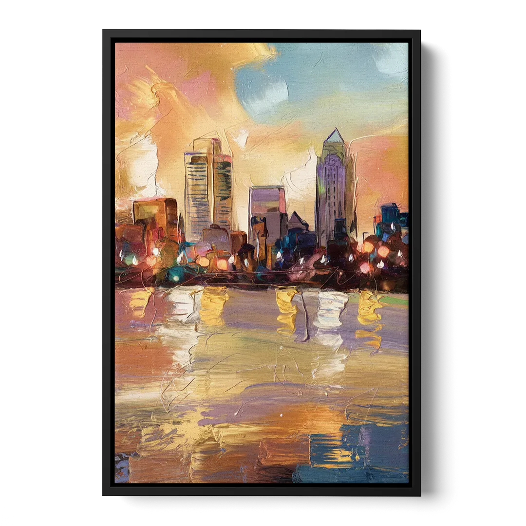 Franklin Skyline View - Black Frame Canvas