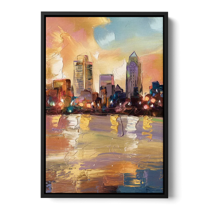 Franklin Skyline View - Black Frame Canvas