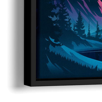 Aurora Starry Night - Close-Up Black Frame Canvas