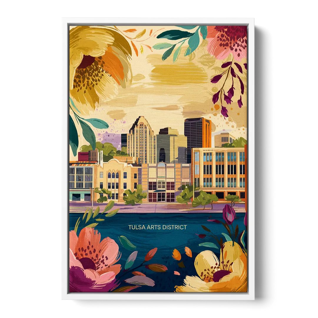 Tulsa Arts District - White Frame Canvas