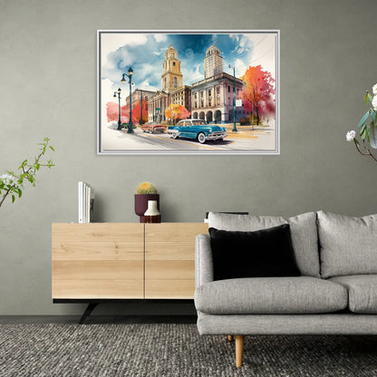 Buffalo Historic Downtown - Living Room White Frame Canvas