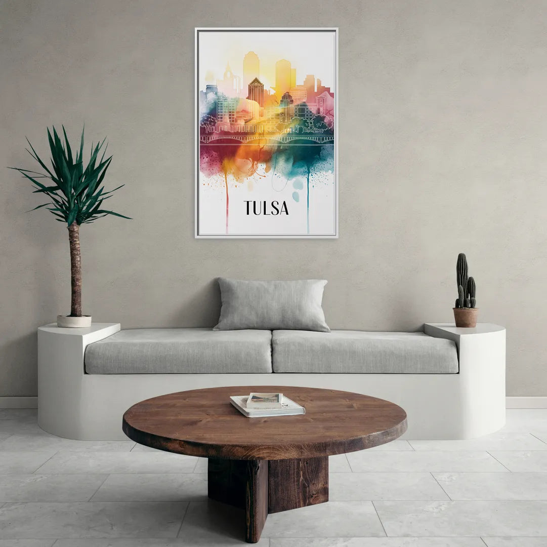 Tulsa Urban Charm - Living Room White Frame Canvas