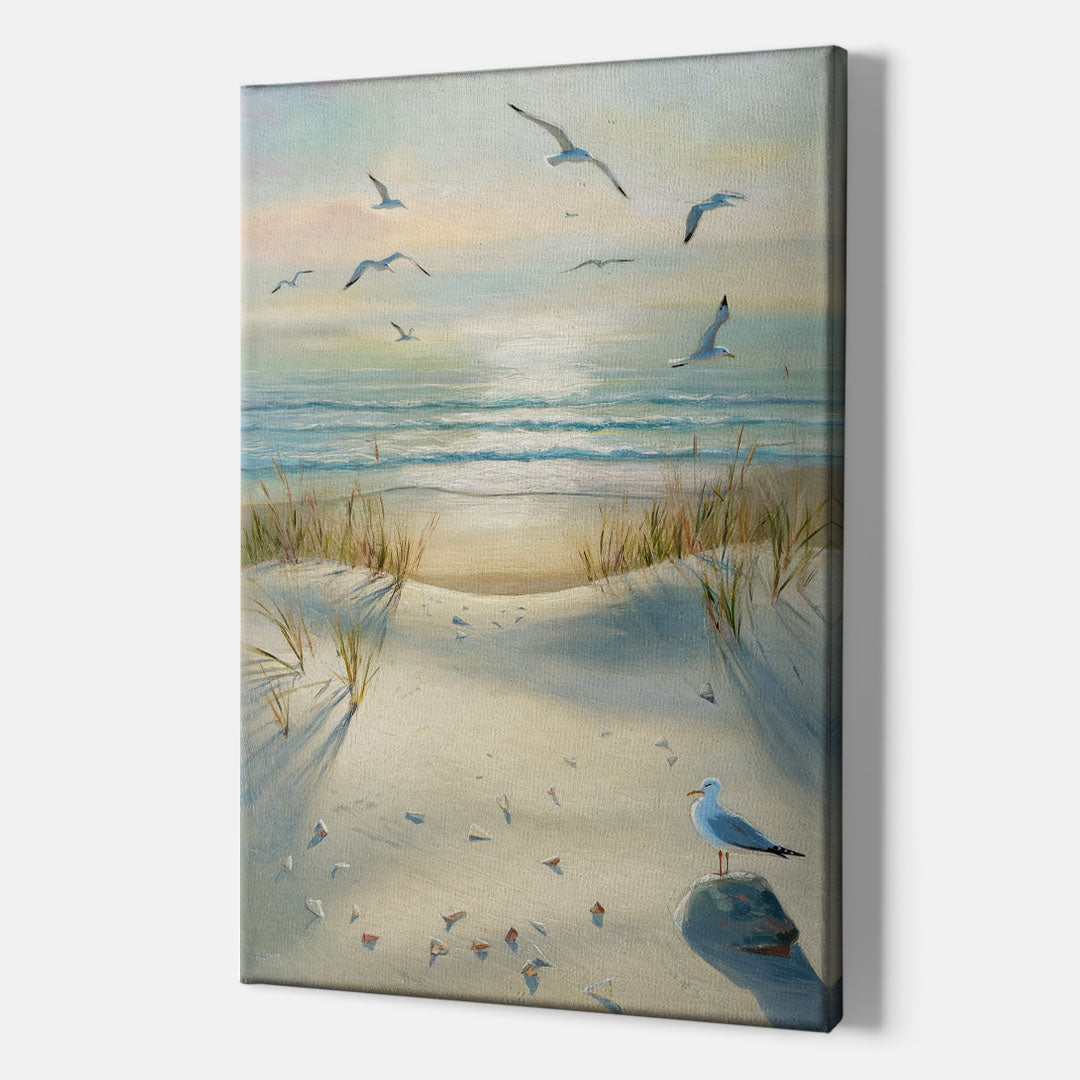 Virginia Beach Seagulls in Flight - Canvas Wall Art Indoor