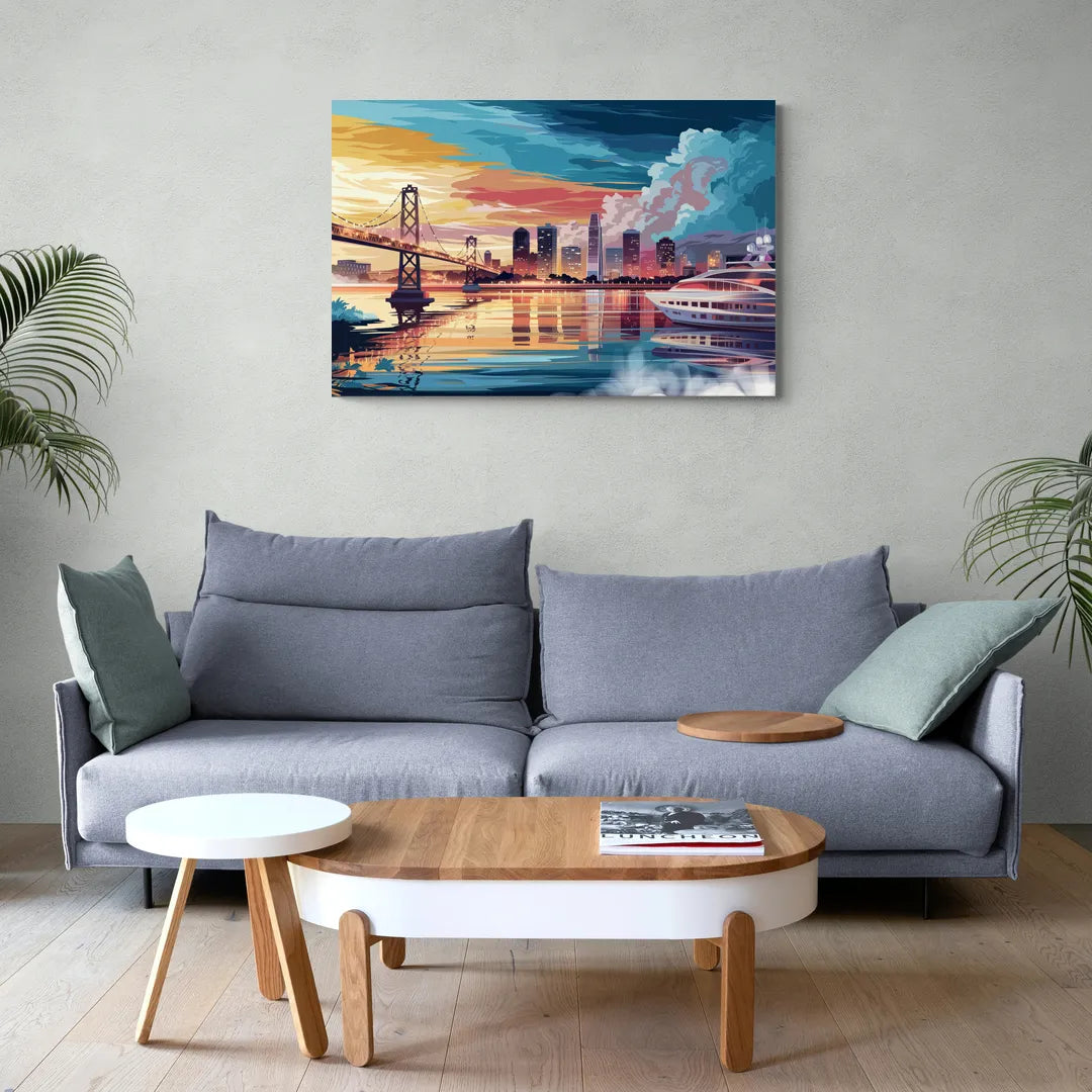Oakland Waterfront Charm - Canvas Wall Art Living Room