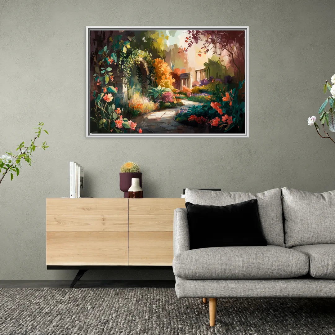 Oxford Botanical Gardens - Living Room White Frame Canvas