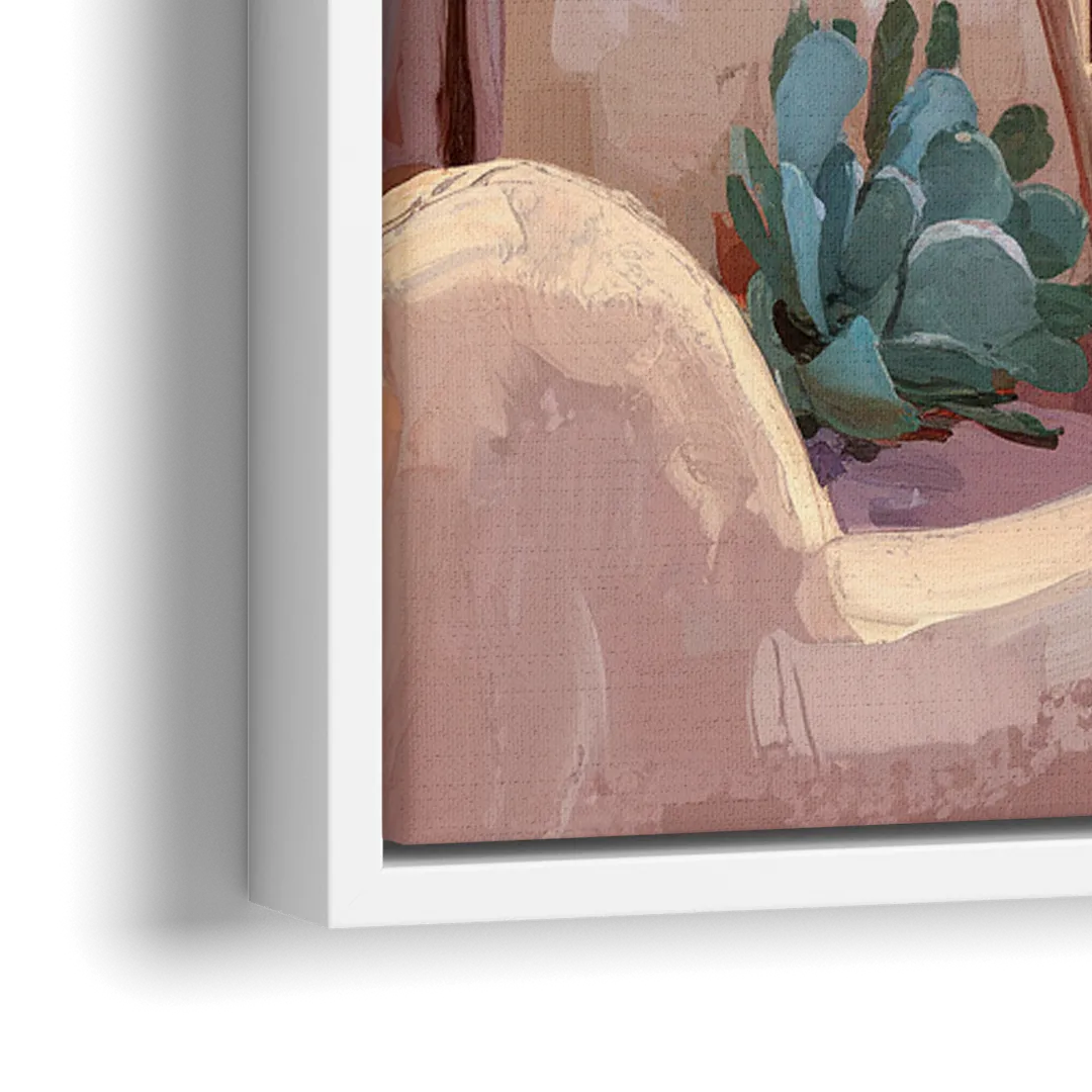Santa Fe Adobe Architecture - Close-Up White Frame Canvas