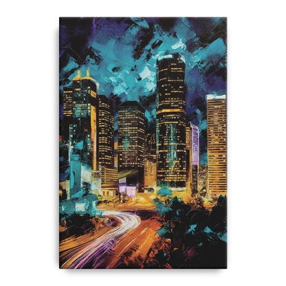 Houston Urban Nights - Canvas Wall Art