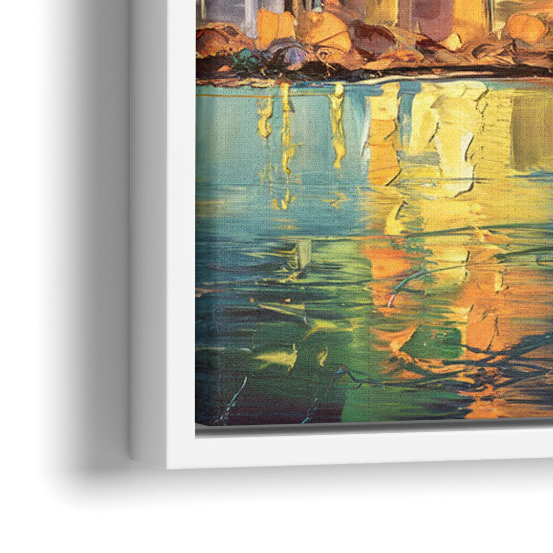 Jersey City Night Lights - Close-Up White Frame Canvas