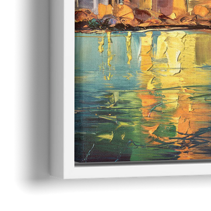 Jersey City Night Lights - Close-Up White Frame Canvas