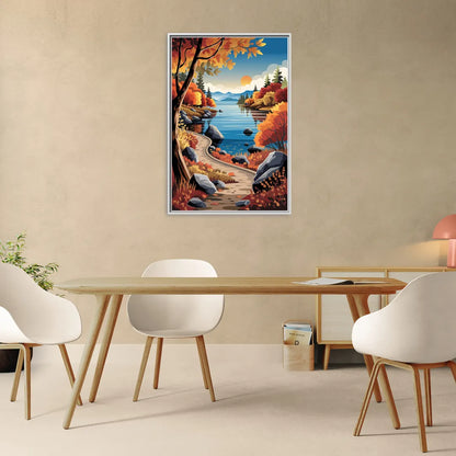 Lake Tahoe Autumn Colors - Living Room White Frame Canvas