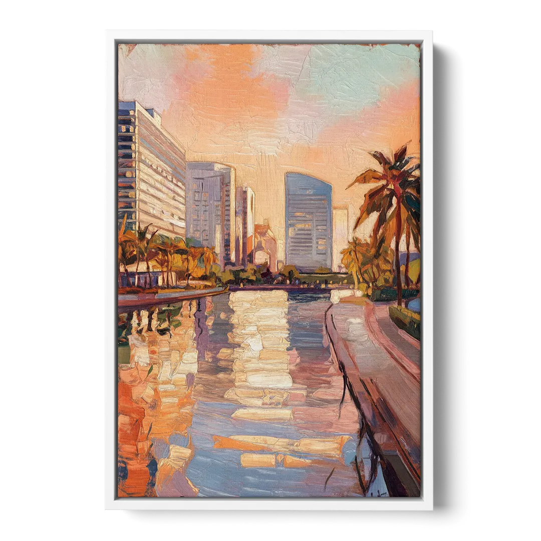 St. Petersburg Downtown Charm - White Frame Canvas