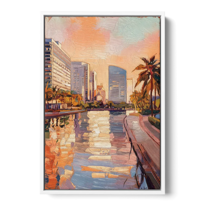 St. Petersburg Downtown Charm - White Frame Canvas
