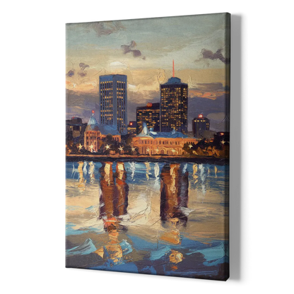 Providence Cityscape Reflection Mirror - Canvas Print Art Sides