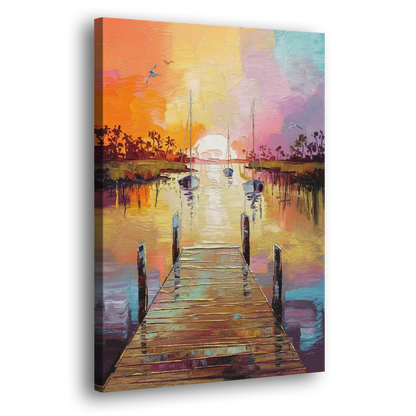Charleston Harbor at Sunset - Canvas Print Art Sides