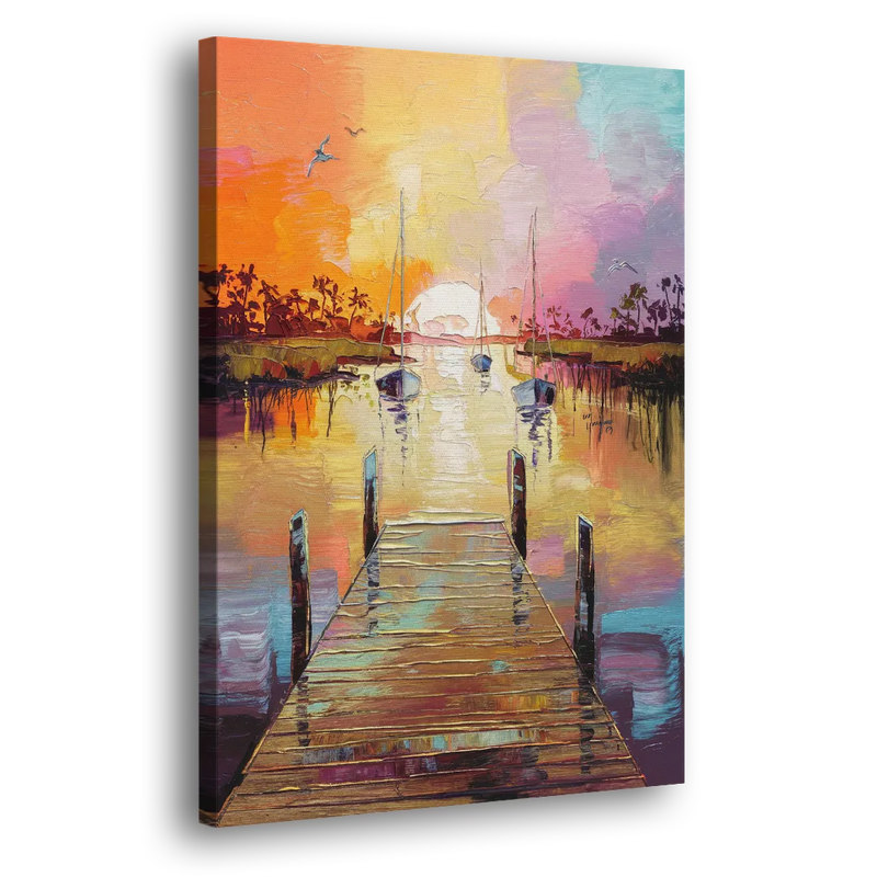Charleston Harbor at Sunset - Canvas Print Art Sides