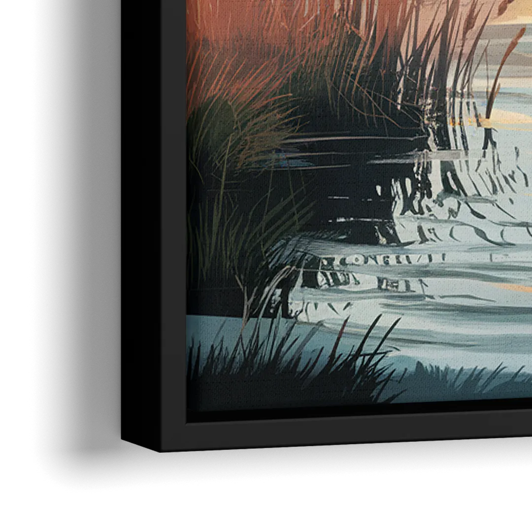 Chesapeake Coastal Sunrise - Close-Up Black Frame Canvas