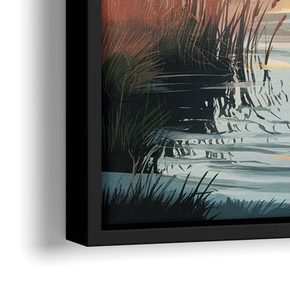 Chesapeake Coastal Sunrise - Close-Up Black Frame Canvas
