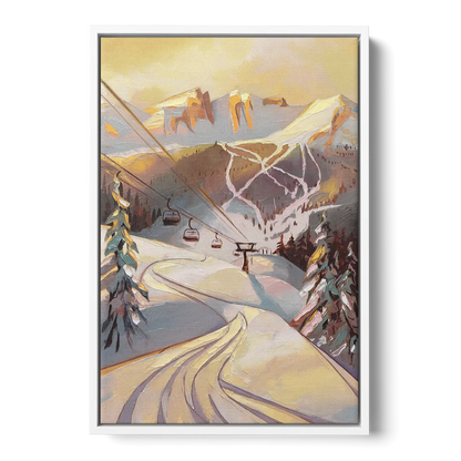 Vail Ski Slopes - White Frame Canvas