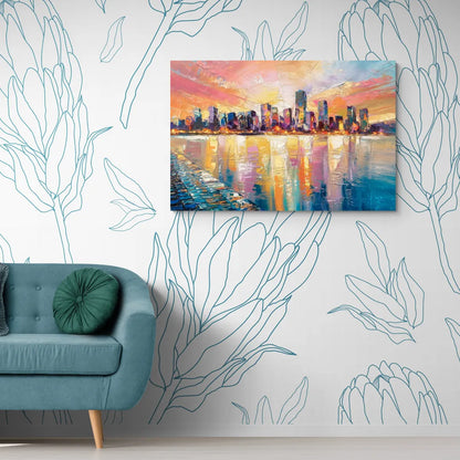 Boston Harbor Sunrise - Canvas Wall Art Living Room