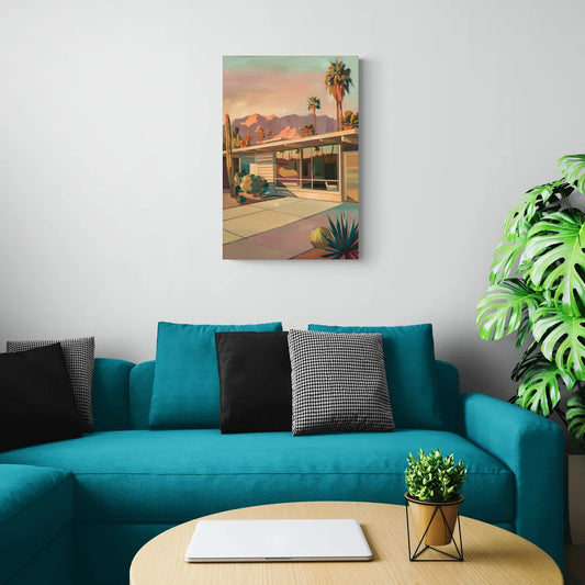 Palm Springs Retro Architecture - Canvas Wall Art Living Room