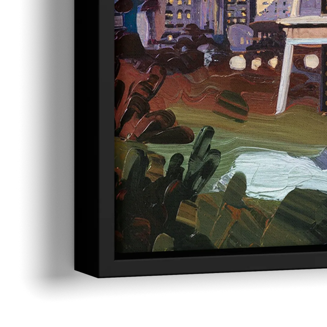 Seattle Skyline from Kerry Park - Close-Up Black Frame Canvas