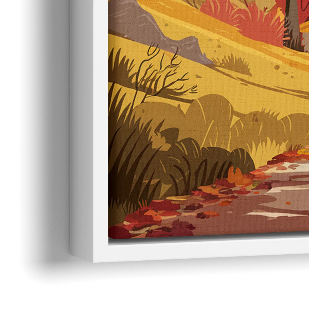 Toledo Autumn Landscape - Close-Up White Frame Canvas