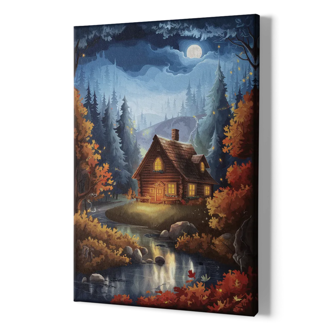 Gatlinburg Cabin in the Woods - Canvas Print Art Sides