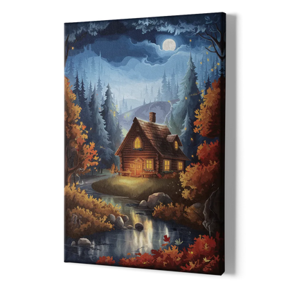 Gatlinburg Cabin in the Woods - Canvas Print Art Sides