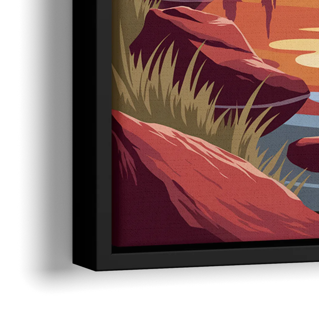 Colorado Springs Sunrise Over Peaks - Close-Up Black Frame Canvas