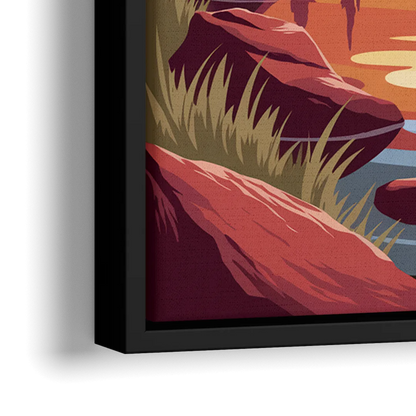 Colorado Springs Sunrise Over Peaks - Close-Up Black Frame Canvas