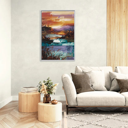 Ashland Evening Glow - Living Room White Frame Canvas