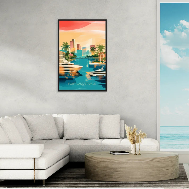 Fort Lauderdale Intracoastal Waterway - Living Room Black Frame Canvas
