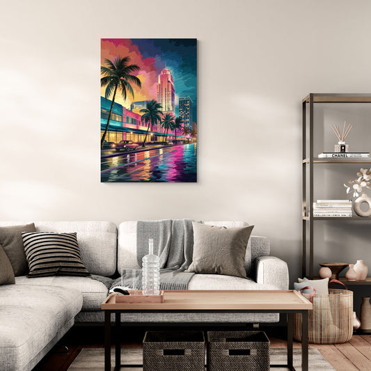Miami Vibrant Colors - Canvas Wall Art Living Room