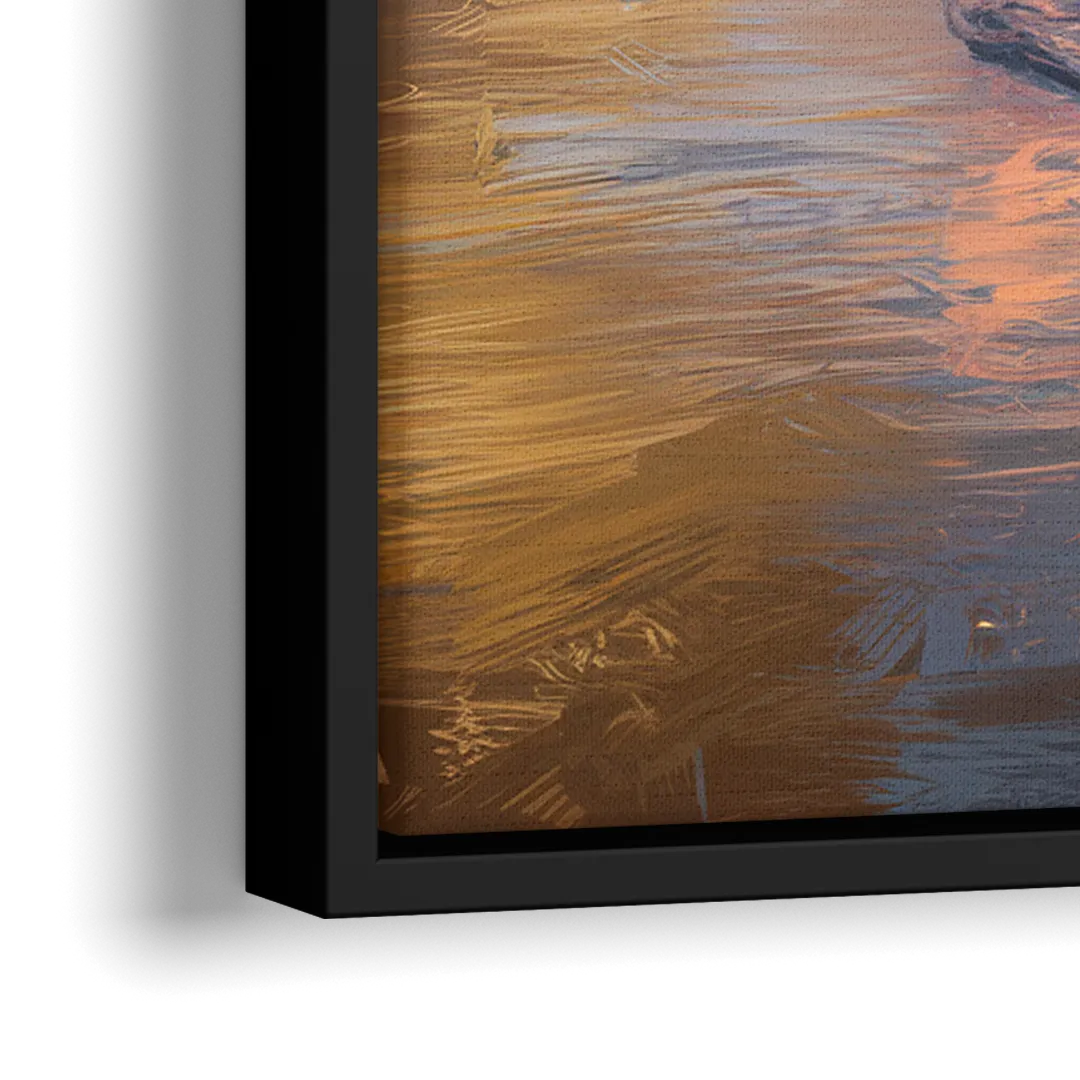 Miami Coastal Horizon - Close-Up Black Frame Canvas