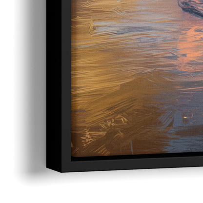 Miami Coastal Horizon - Close-Up Black Frame Canvas
