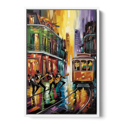 New Orleans Symbols of Culture - White Frame Canvas