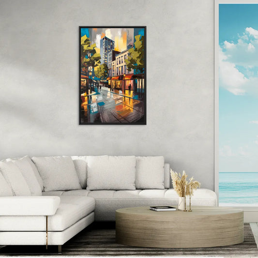 Burlington Vibrant Downtown - Living Room Black Frame Canvas