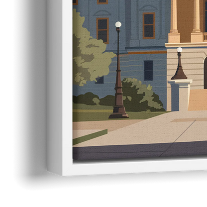 Sacramento Capitol Building - Close-Up White Frame Canvas