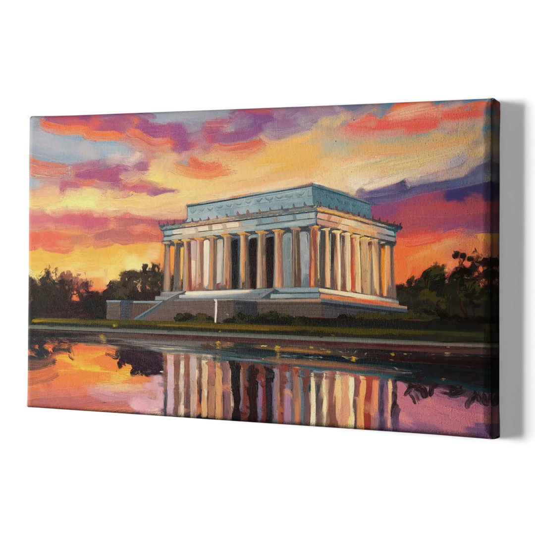 Lincoln Memorial Sunset - Canvas Print Art Sides
